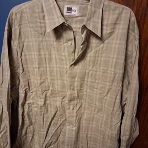 Alfani Men's Light Green Plaid Button Down Shirt 100% Cotton Sz XL